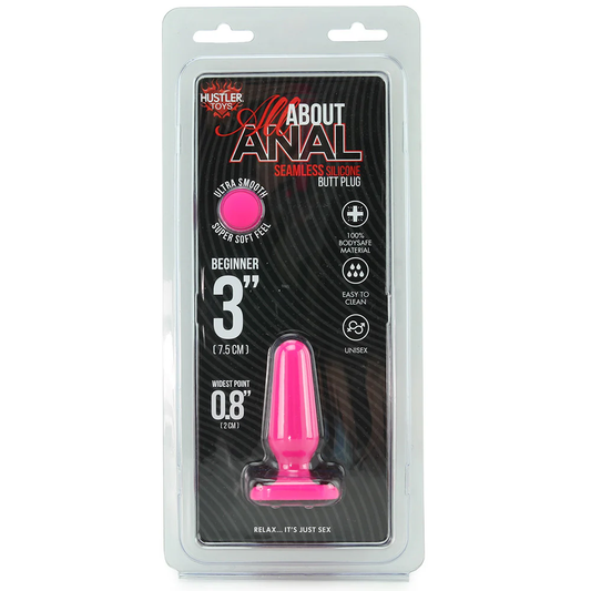 All About Anal Seamless Silicone 3 Inch Butt Plug in Pink