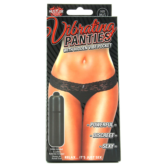 Vibrating Panties with Hidden Vibe Pocket Black /L
